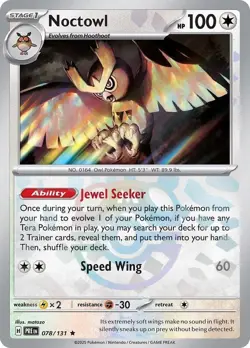 Noctowl (Master Ball Pattern) Holo 078/131 SV: Prismatic Evolutions Rare NM - Image 1