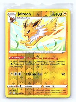 Jolteon Reverse Holo 047/185 SWSH04: Vivid Voltage Rare NM - Image 1