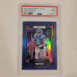 2024 Panini Prizm Draft Picks - Jaxson Dart #147 Blue Prizm /199 (RC) PSA 9 - Image 1