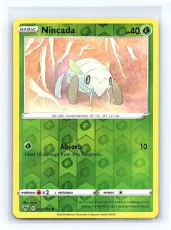 Nincada Reverse Holo 013/185 SWSH04: Vivid Voltage Common NM - Image 1