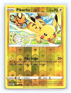 Pikachu Reverse Holo 049/195 SWSH12: Silver Tempest Common NM - Image 1