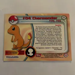 CHARMANDER #4 1999 Topps Pokemon Lightly Played Excellent Condition - Image 1