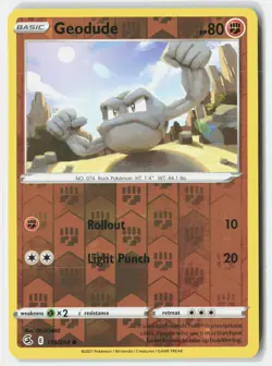 Geodude Reverse Holo 135/264 SWSH08: Fusion Strike Common NM - Image 1