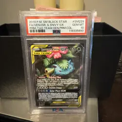 Venusaur & Snivy GX SM229 Holo PSA GEM MT 10 Black Star Promo Pokemon - Image 1