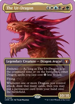 MTG *BORDERLESS FOIL* THE UR-DRAGON Commander Masters **NM/M** - Free Tracking! - Image 1