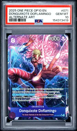 2025 ONE PIECE OP10-ROYAL BLOOD ALTERNATE ART #071 DONQUIXOTE DOFLAMINGO PSA 10 - Image 1