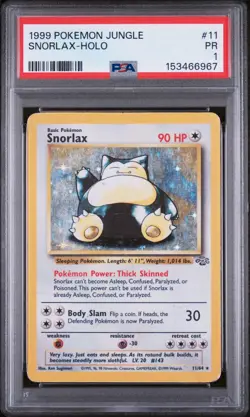 PSA 1 PR 1999 Pokemon Jungle Snorlax 11/64 Holo Foil Rare WOTC Vintage Original - Image 1