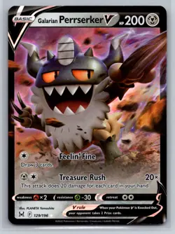Galarian Perrserker V Pokemon SWSH11: Lost Origin #129/196 NM - Image 1