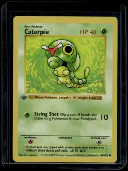 Pokemon TCG Caterpie 45/102 Base Set 1st Edition Shadowless LP - Image 1