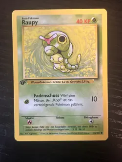 Pokemon TCG Caterpie (RAUPY) Base Set 45/102 1st Edition Common GERMAN - Image 1