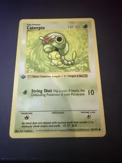 Pokemon TCG Caterpie 1st Edition Base Set Shadowless 45/102 - Image 1