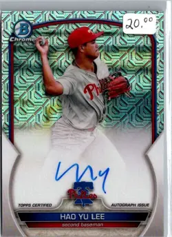 Topps 2023 Bowman Hao-Yu Lee Phillies Chrome Prospect Mega Box Auto BMA-HL - Image 1