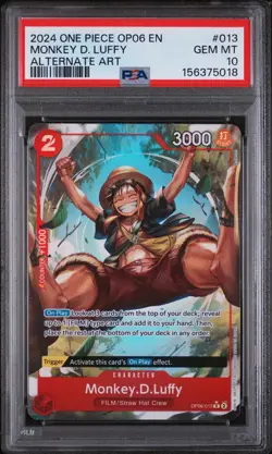 2024 ONE PIECE OP06-WINGS OF THE CAPTAIN ALTERNATE ART MONKEY D. LUFFY PSA 10 - Image 1