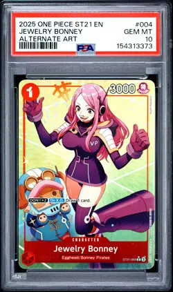 2025 ONE PIECE STARTER DECK ST21-EX GEAR 5 ALTERNATE ART JEWELRY BONNEY PSA 10 - Image 1