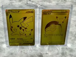 Pokemon POKE BALL + PIKACHU Gold Celebration’s 25th Anniversary LOT!! 2 Cards - Image 1