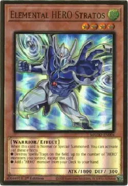 Yugioh Elemental HERO Stratos 1st Premium Gold Rare Alt Art NM - Free Holo Card - Image 1