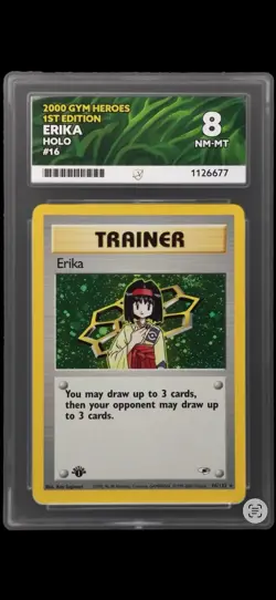 1ST EDITION Erika Holo Rare Ace 8 Gym Heroes 16/132 Vintage Graded Pokemon Card - Image 1