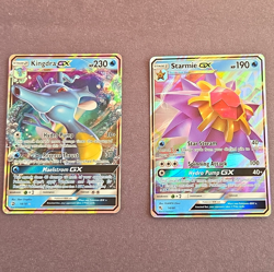 Pokemon TCG Kingdra GX 18/70 + Starmie GX 14/68 Holo English 2-Card Lot - Image 1