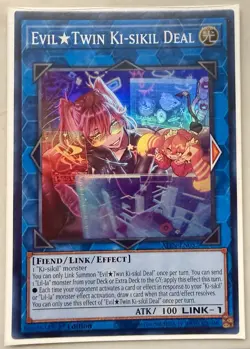 Yugioh! Evil Twin Ki-sikil Deal ALIN-EN052 Super Rare 1st Edition NM - Image 1