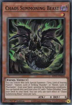 Yugioh Chaos Summoning Beast MP21-EN250 Super Rare 1st Edition LP - Image 1