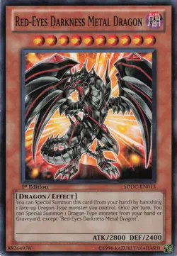 Yugioh Red-Eyes Darkness Metal Dragon SDDC-EN013 Common 1st Edition LP - Image 1