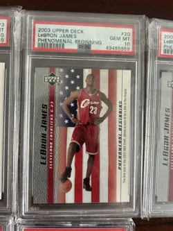 2003 Upper Deck LeBron James "Phenomenal Beginning" PSA 10 Lot (5 Cards) Rookies - Image 3