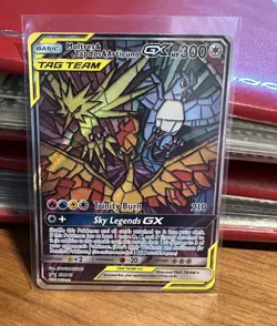 Pokemon Hidden Fates Moltres Zapdos & Articuno GX SM210 | Stained Glass Promo - Image 1