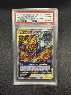 German Moltres Zapdos Articuno GX SM210 Stained Glass Birds Hidden Fates PSA 10 - Image 1