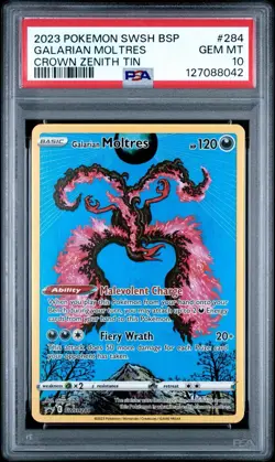 Pokemon Galarian Moltres TCG SWSH284 Black Star Promo Crown Zenith PSA 10 - Image 1