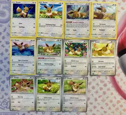Pokemon All Eevee Lot of 11 Different Cards Pokemon TCG Eevees (COLLECTION) - Image 1