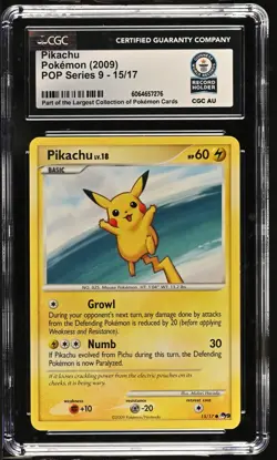(POP 1) CGC World Record Pokemon 2009 Pop Series 9 Pikachu 15/17 card - Image 1