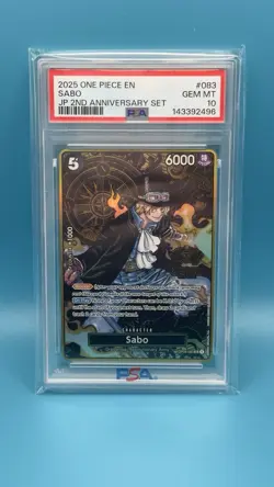 2025 ONE PIECE JAPANESE 2ND ANNIVERSARY SET #083 SABO PSA 10 - Image 1