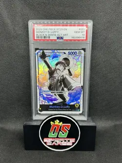 ENGLISH ONE PIECE ST29 EGGHEAD #001 MONKEY D. LUFFY BLACK & WHITE ALT ART PSA 10 - Image 1