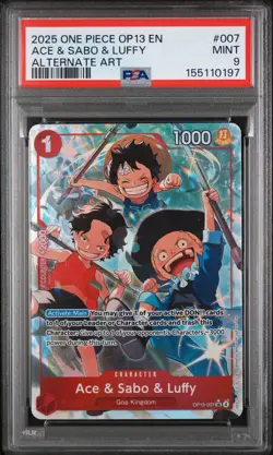 2025 ONE PIECE OP13-CARRYING ON HIS WILL ALTERNATE ART ACE & SABO & LUFFY PSA 9 - Image 1
