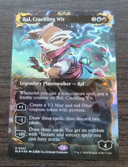 MTG Ral, Crackling Wit Borderless, Raised Foil, NM Condition Bloomburrow #353 - Image 1