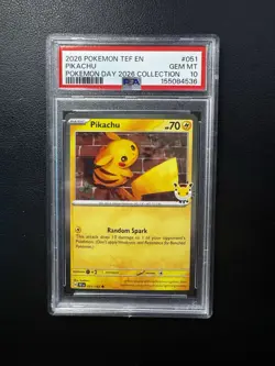 2026 POKEMON TEF EN-TEMPORAL FORCES #051 PIKACHU POKEMON DAY COLLECTION PSA 10 - Image 1