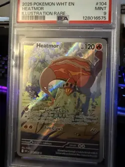 Pokemon TCG Heatmor Illustration Rare Card 104/086 White Flare PSA 9 - Image 1