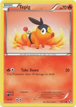 Pokemon Black & White 16/114 Tepig Card - Image 1