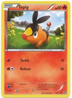 Pokemon Black & White 15/114 Tepig Card - Image 1