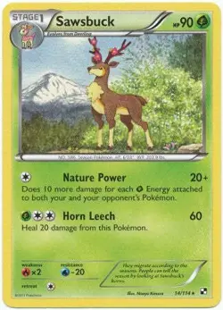 Pokemon Black & White 14/114 Sawsbuck Rare Card - Image 1