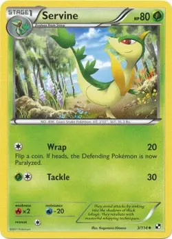 Pokemon Black & White 3/114 Servine Card - Image 1