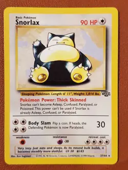 Snorlax 27/64 Nonholo 1999 Pokemon TCG Jungle Rare WOTC Vintage Card - LP - Image 1