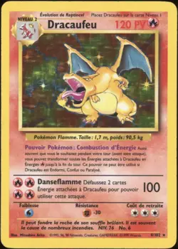 1999 Pokemon FRENCH Unlimited Base Set Dracaufeu-Charizard Holo 4/102 VG-EX - Image 1