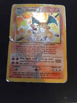 HP 1999 Pokemon Charizard 4/102 Holo Base Set Unlimited Vintage WOTC HP/Played - Image 4