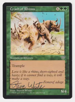 Signed Crash of Rhinos HP Mirage Artist Steve White 1996 WOTC MTG Magic Vintage! - Image 1