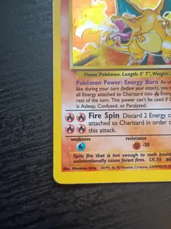 1999 Pokemon Base Set Charizard 4/102 Holo Unlimited HP Vintage READ - Image 5