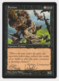 Signed Python MP Visions Artist Steve White 1996 WOTC MTG Magic Vintage Snake! - Image 1