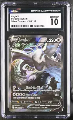 CGC 10 Pokemon TCG 2022 Silver Tempest #186/195 Lugia V GEM MINT - Image 1