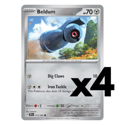 4x Beldum - 112/162 - Temporal Forces (TEF) Pokemon Playset x4 - Image 1