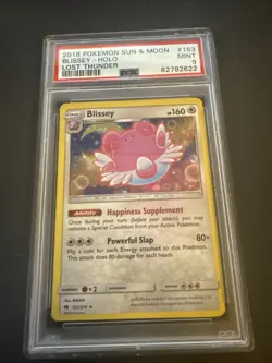 2018 Pokemon Sun & Moon Lost Thunder Cosmos Blissey Holo #153 PSA 9 - Image 1
